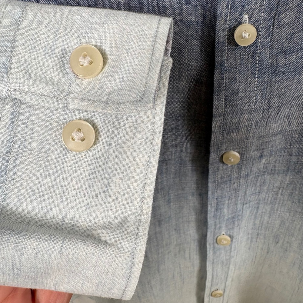 Tommy Bahama Linen Shirt Men's XL Blue Ombre Button-Up Western Island Modern Fit - Picture 5 of 7